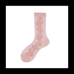 Calza corta da donna in cotone con effetto ricamo floreale Zyra