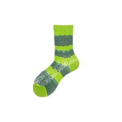 Calza corta da donna in cotone traforato a righe Nidia