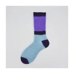 Calza corta in baby mohair e cashmere a coste e righe Clara