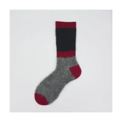 Calza corta in baby mohair e cashmere a coste e righe Clara