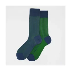 Calza corta in cotone a costa con contrasto reversibile Pointer