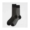 Calza corta in cotone a costa con contrasto reversibile Pointer