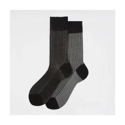 Calza corta in cotone a costa con contrasto reversibile Pointer