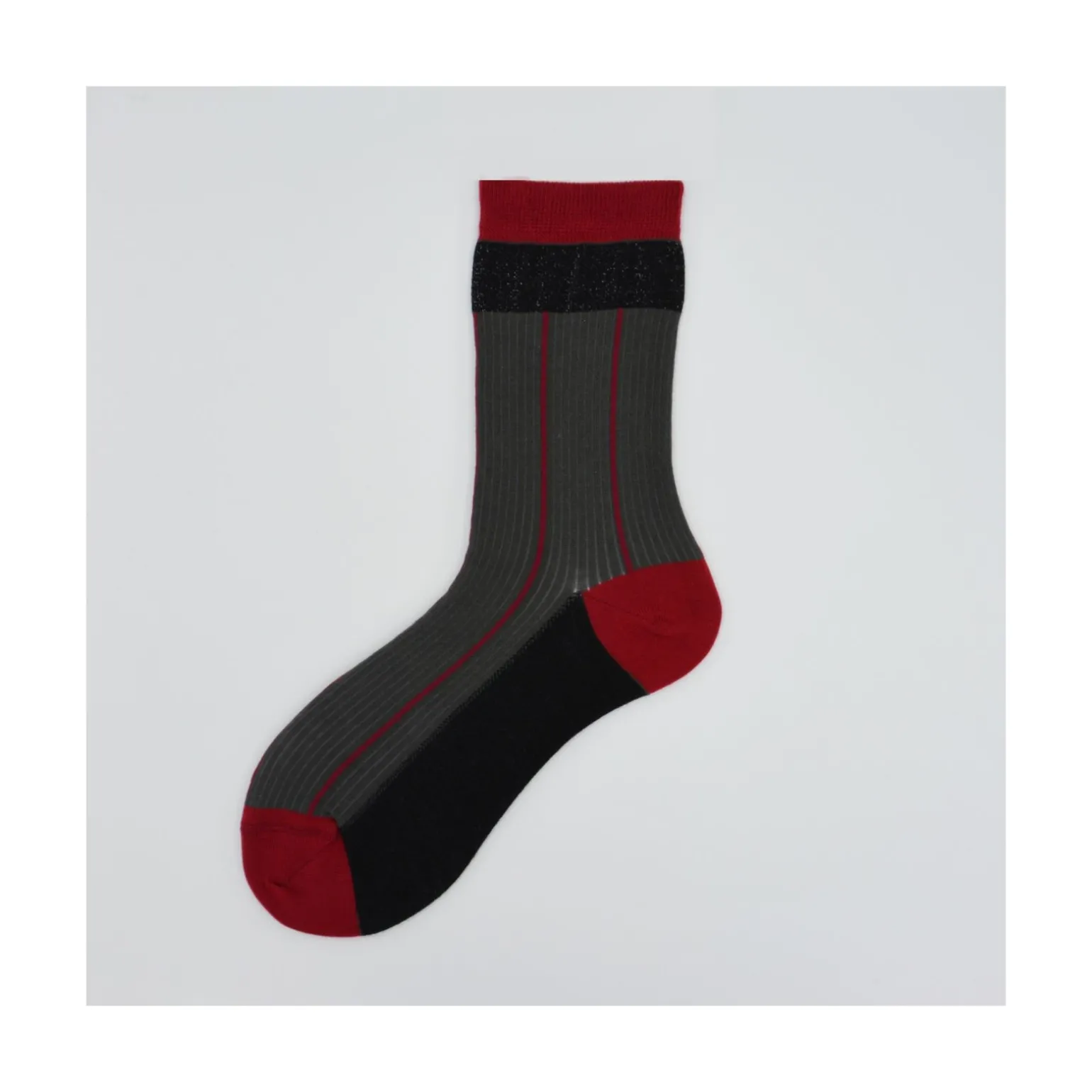 Calza corta in cotone a righe Moody