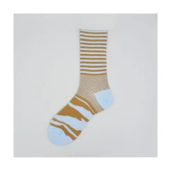 Calza corta in cotone a righe miste Jean