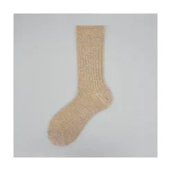 Calza corta in cotone bio e cashmere e seta a coste Gold