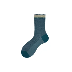 Calza corta in cotone con motivo links diffuso con polso a contrasto e sbuffo Candice