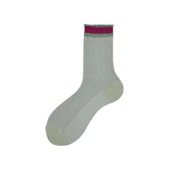 Calza corta in cotone con motivo liks diffuso con polso a contrasto e sbuffo Candice