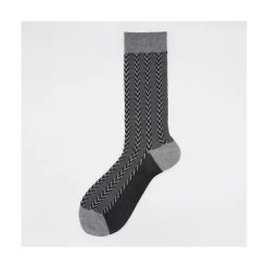 Calza corta in cotone e cashmere in fantasia verticale Roger