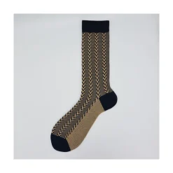 Calza corta in cotone e cashmere in fantasia verticale Roger