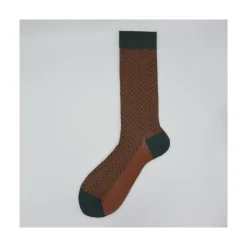 Calza corta in cotone e cashmere in fantasia verticale Roger