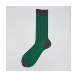 Calza corta in cotone e cashmere in fantasia verticale Roger