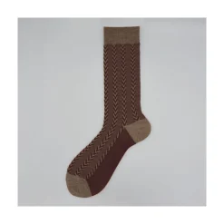 Calza corta in cotone e cashmere in fantasia verticale Roger