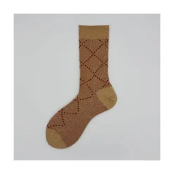 Calza corta in cotone e lurex in fantasia Check