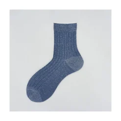 Calza corta in cotone e lurex a coste United