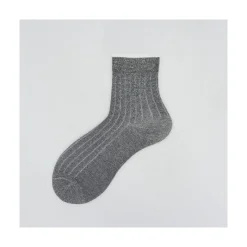 Calza corta in cotone e lurex a coste United
