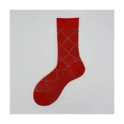 Calza corta in cotone e lurex in fantasia Check