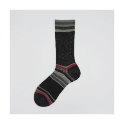 Calza corta in cotone e lurex a righe Chapò