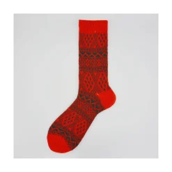 Calza corta in lana vergine e cashmere con greche Mike