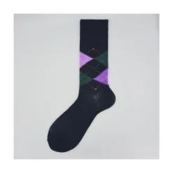 Calza corta in lana vergine con motivo argyle Renè