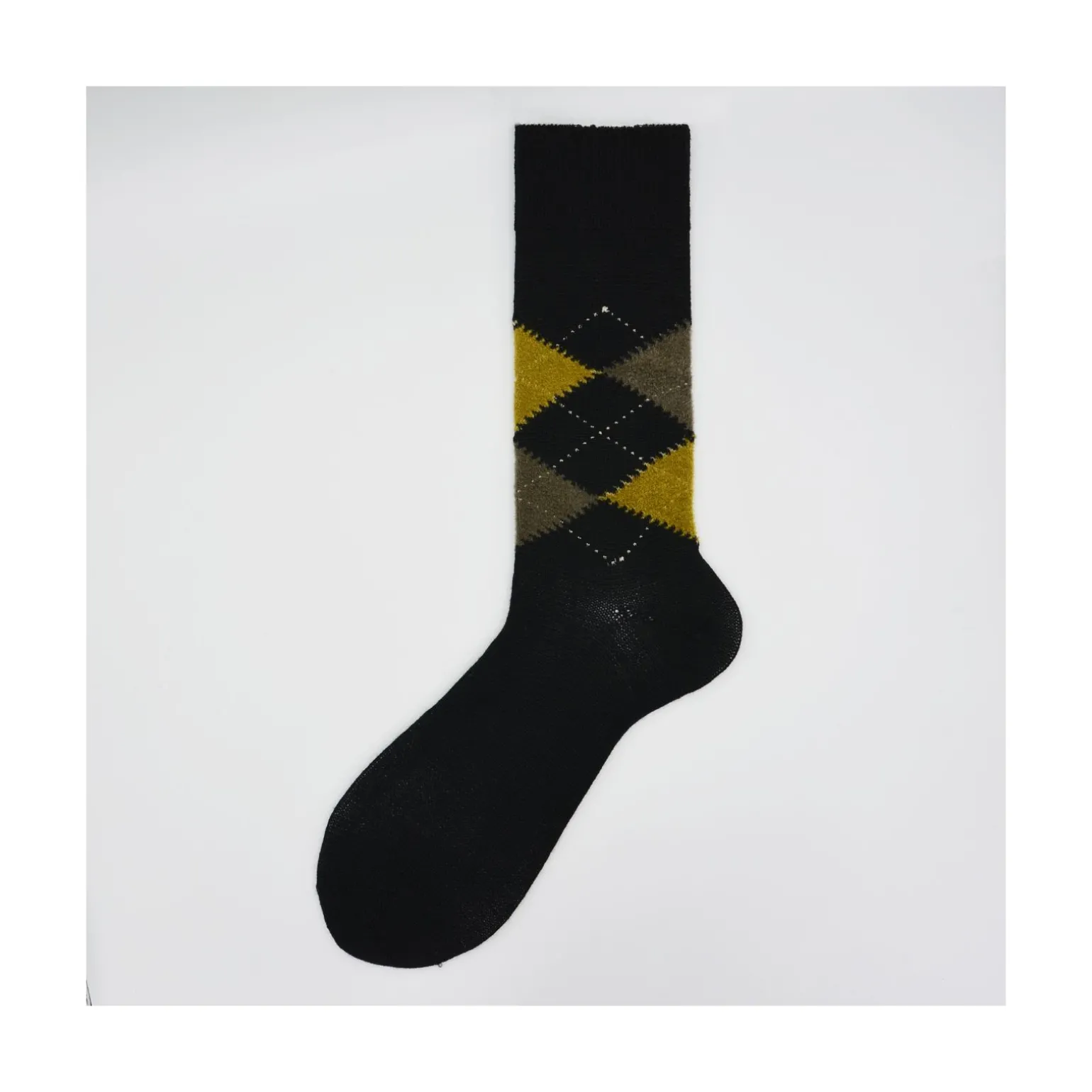 Calza corta in lana vergine con motivo argyle Renè