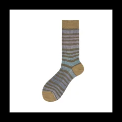 Calza corta in lana vergine 1000 righe multicolor Peter