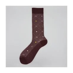 Calza corta in misto cashmere a pois e righe Andy
