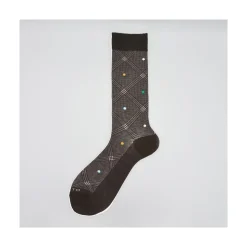 Calza corta in misto cashmere a pois e righe Andy