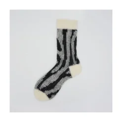 Calza corta in mohair e lana vergine fantasia animalier Ronnie