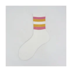 Calza corta in spugna di cotone con polso a righe Hiroko